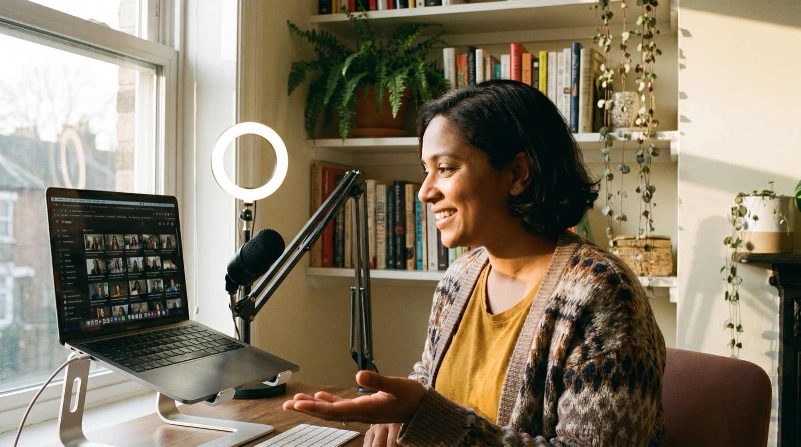 An educator teaching online